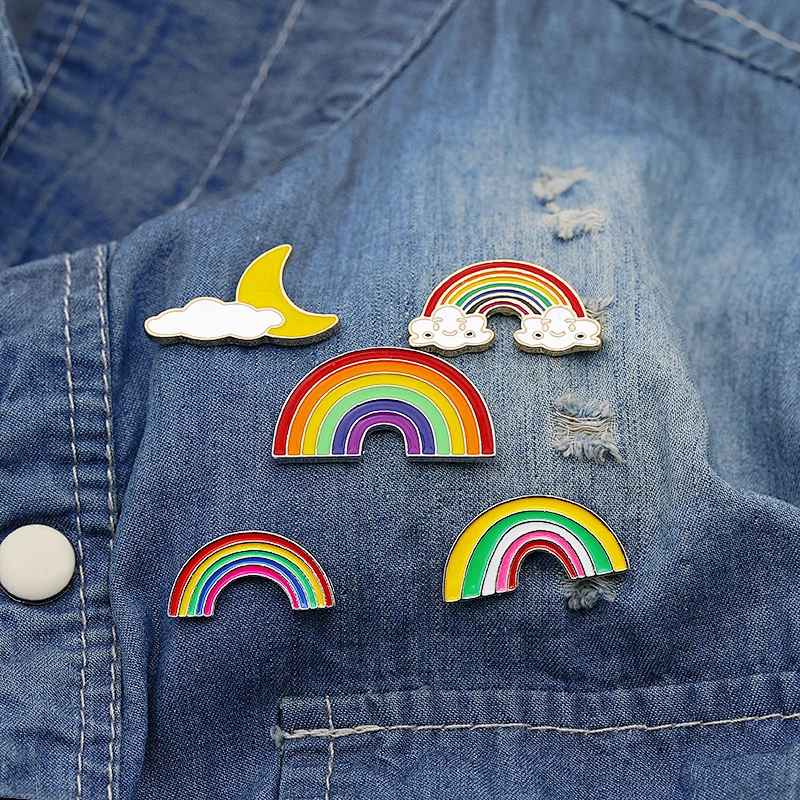Colorful Custom Metal Rainbow Cloud Enamel Pin