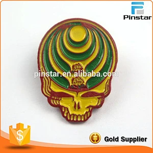 Mustom Flower Skull Metal Lapel Pin Badge Grateful Dead Hat lapel Pins