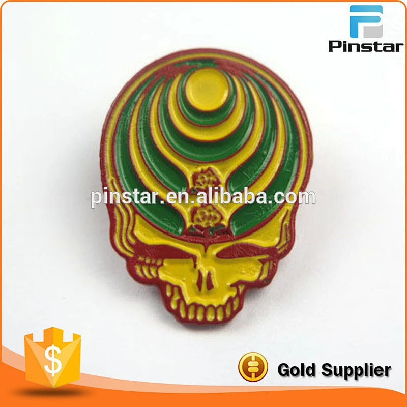 Mustom Flower Skull Metal Lapel Pin Badge Grateful Dead Hat lapel Pins