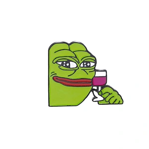 Wholesale Green Frog Soft Enamel Pin with Droll Expression