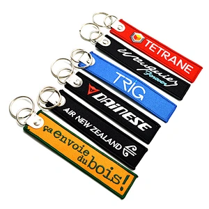Factory Making Company Brand Logo Embroidered Keychains Custom Design Woven Embroidery Keychain