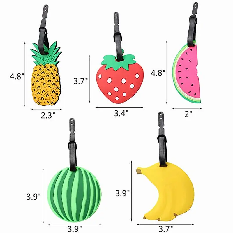 Hot sale custom different fruits soft PVC rubber luggage tags