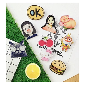 Various custom acrylic plastic badge with safety pin in stock