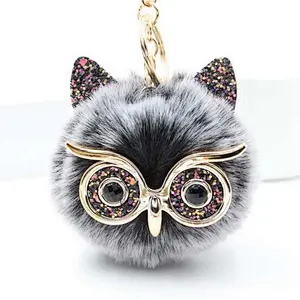 In stock new design key chain Fur pom pom keychain