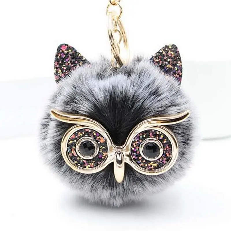 In stock new design key chain Fur pom pom keychain