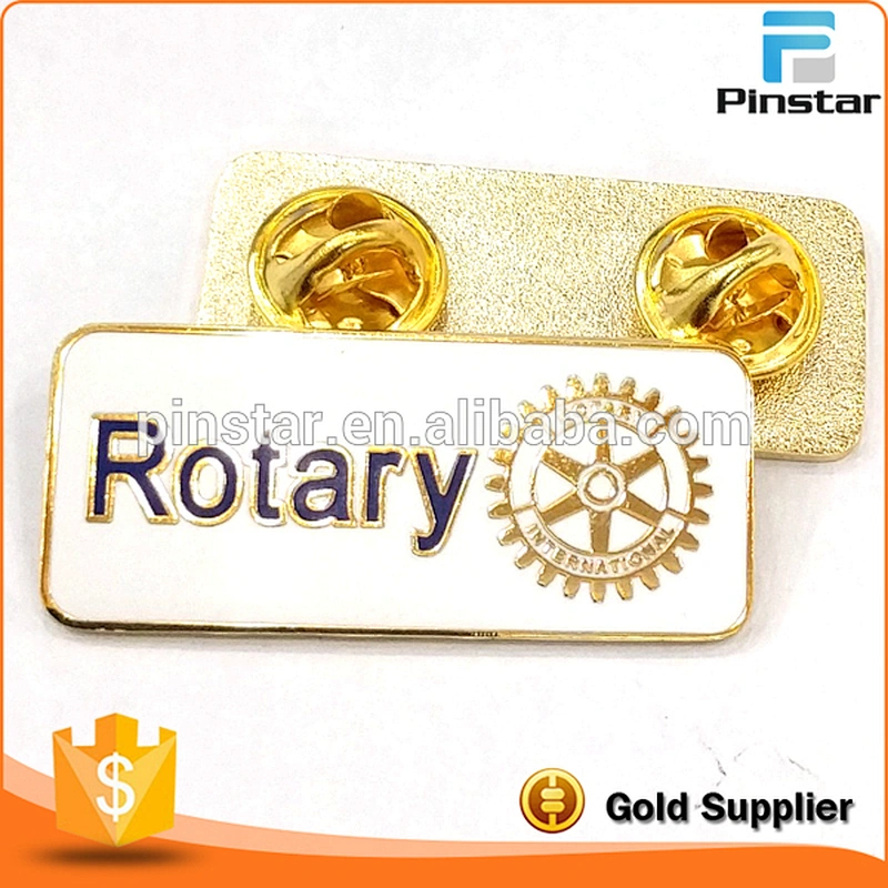 Gold Finished White and Blue Rotary International Lapel Pin