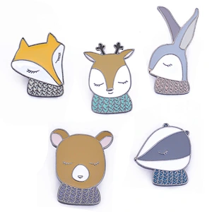 Fox Rabbit Animal Enamel Lapel Pin