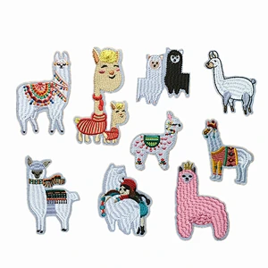 Wholesale In Stock No Minimum Custom Animal Patches Embroidery Alpaca Llama Iron On Patch