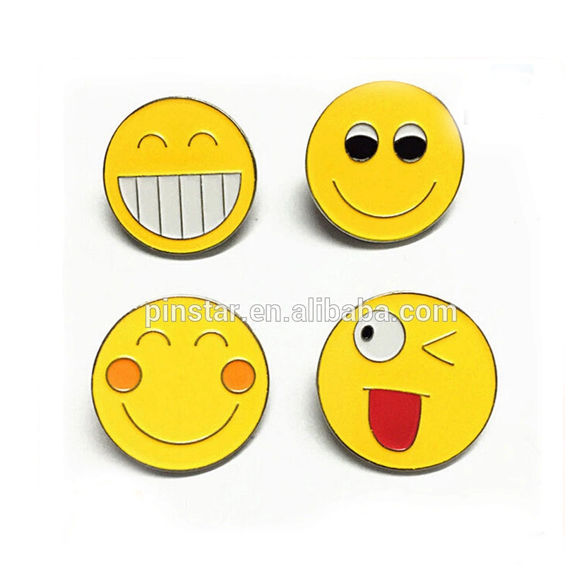 Die Casting Cheap Custom Made Enamel Smile Face Lapel Pin Brooches