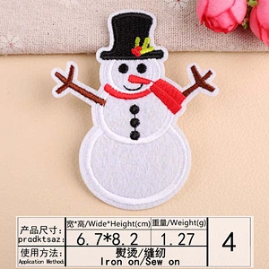 Wholesale In Stock Christmas Iron On Patches Santa Claus Snowman Embroidery Patch