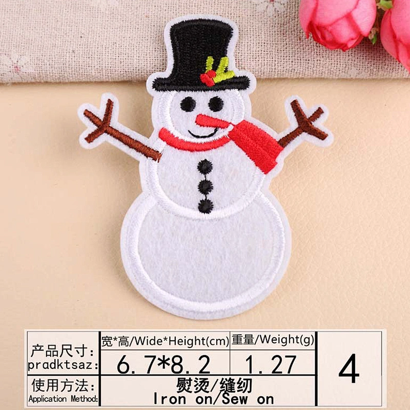 Wholesale In Stock Christmas Iron On Patches Santa Claus Snowman Embroidery Patch