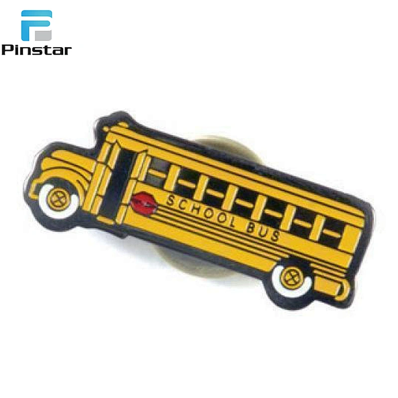 Kunshan promotional custom made metal school bus enamel lapel pin