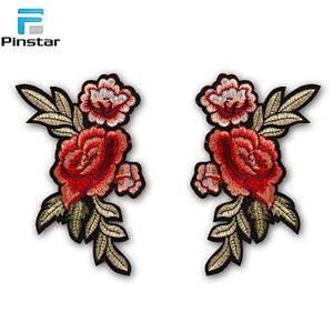 Big flower embroidery appliques accessory mirror clothing patches for clothes