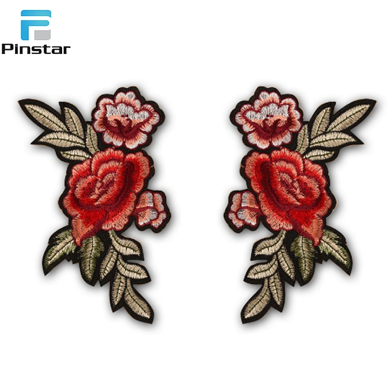 Big flower embroidery appliques accessory mirror clothing patches for clothes