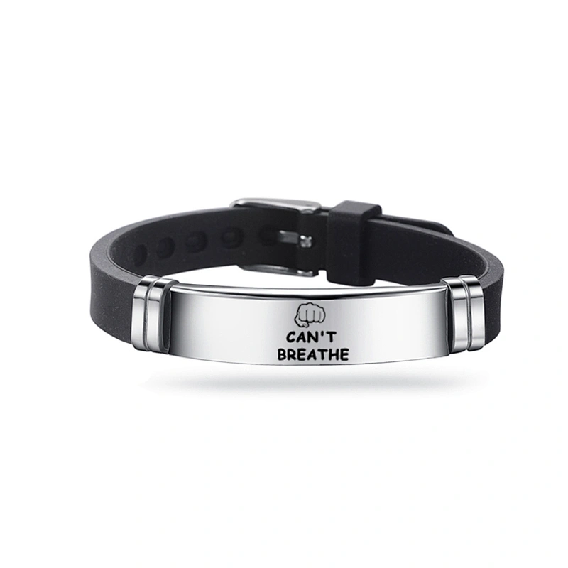 Black Lives Matter Stainless Steel Adjustable Bracelet I CAN'T BREATHE Power Men Bracelet