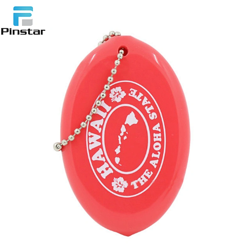 Popular Custom Logo Printed Oval Shape Plastic PVC Coin Holder Purse for Promotion