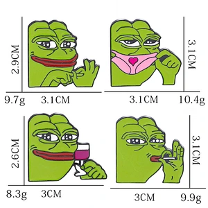 Wholesale Green Frog Soft Enamel Pin with Droll Expression