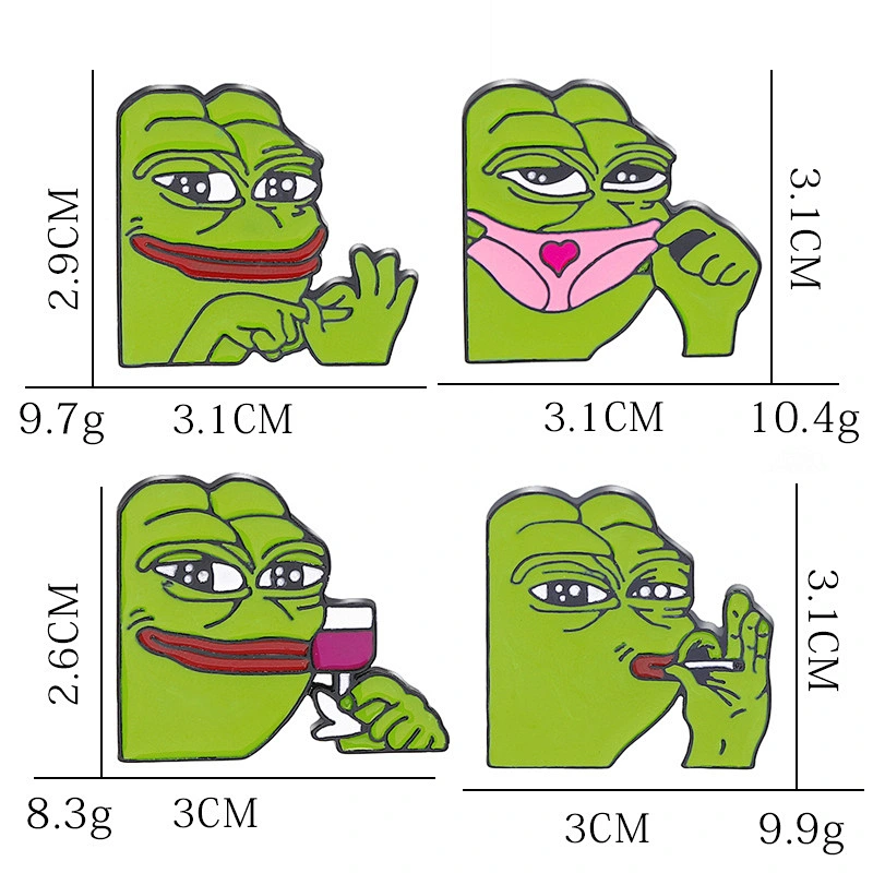 Wholesale Green Frog Soft Enamel Pin with Droll Expression