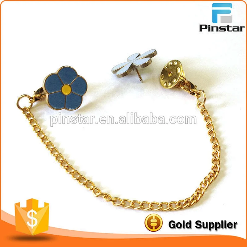Die Casting Custom Making Ladies Beautiful Chain Shirt Collar Pins