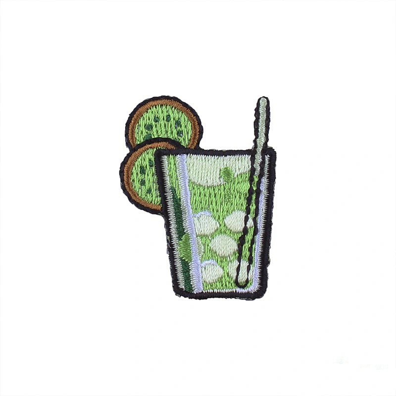 china direct factory custom bulk different drinks embroidery patches for clothes