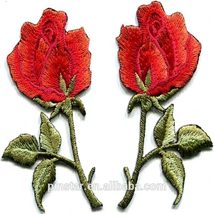 wholesale price double Rose flower Embroidery Patch