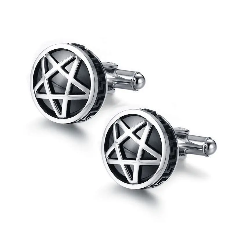promotion gifts men black star shape make custom cufflinks