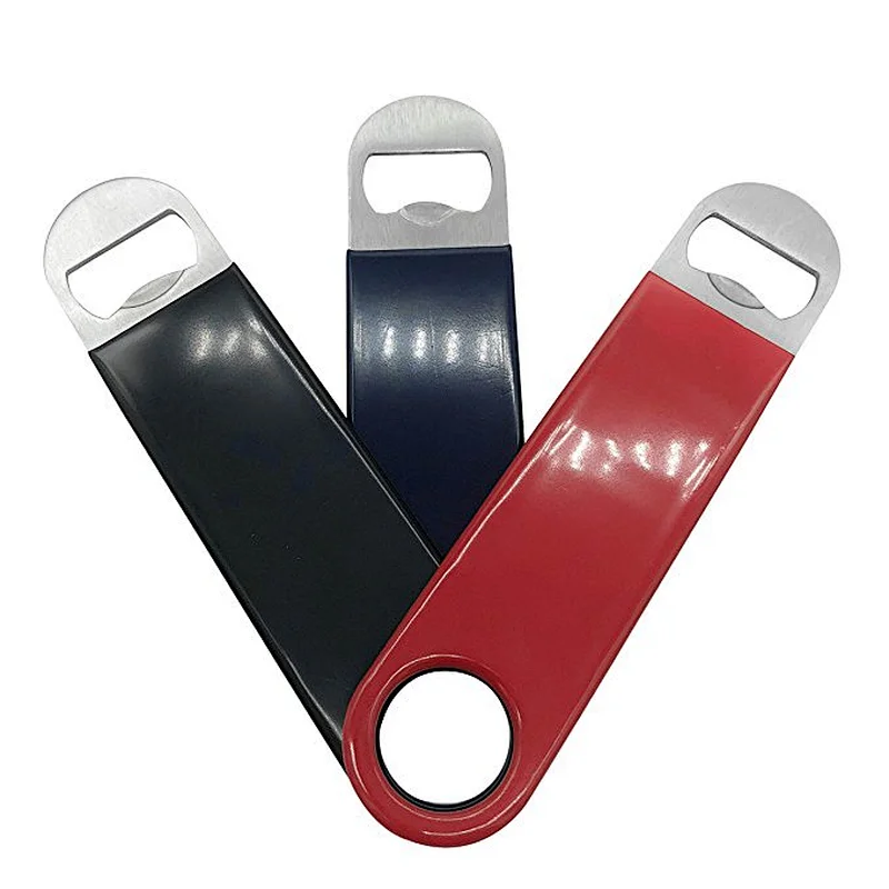 Bulk stainless steel custom logo vinyl coated beer bottle opener