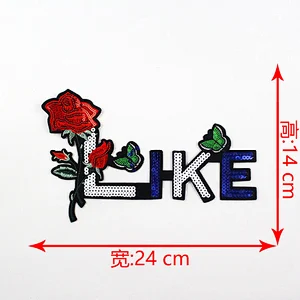 2018 Wholesale customized fashion rose letter embroidery patches