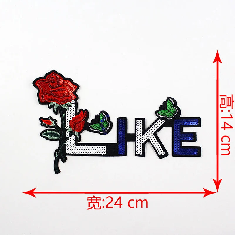 2018 Wholesale customized fashion rose letter embroidery patches