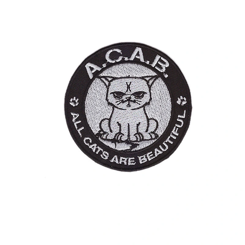 Little cute cat shape embroidery design patch iron on backing
