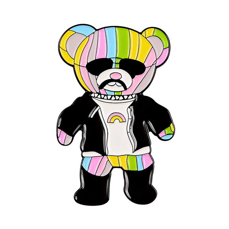 Factory Wholesale In Stock LGBT Pride Animal Rainbow Bear Enamel Lapel Pin
