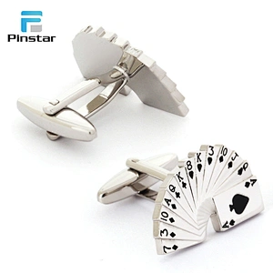 Wholesale Custom Made Logo Engravable Metal Poker Luxury Cufflinks