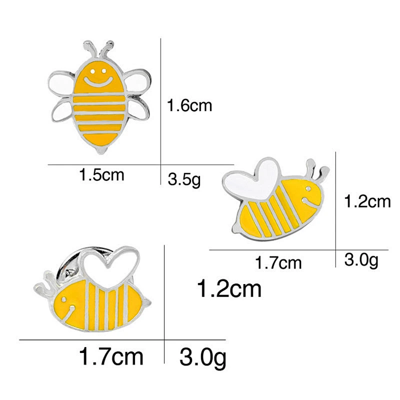 Factory Making Wholesale Cute Custom Carton Pins Black Yellow Enamel Honey Bee Pin