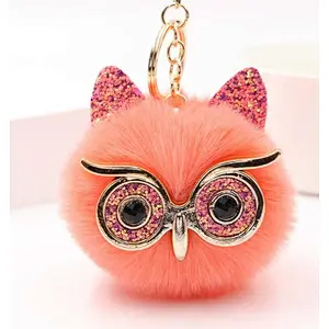 In stock new design key chain Fur pom pom keychain