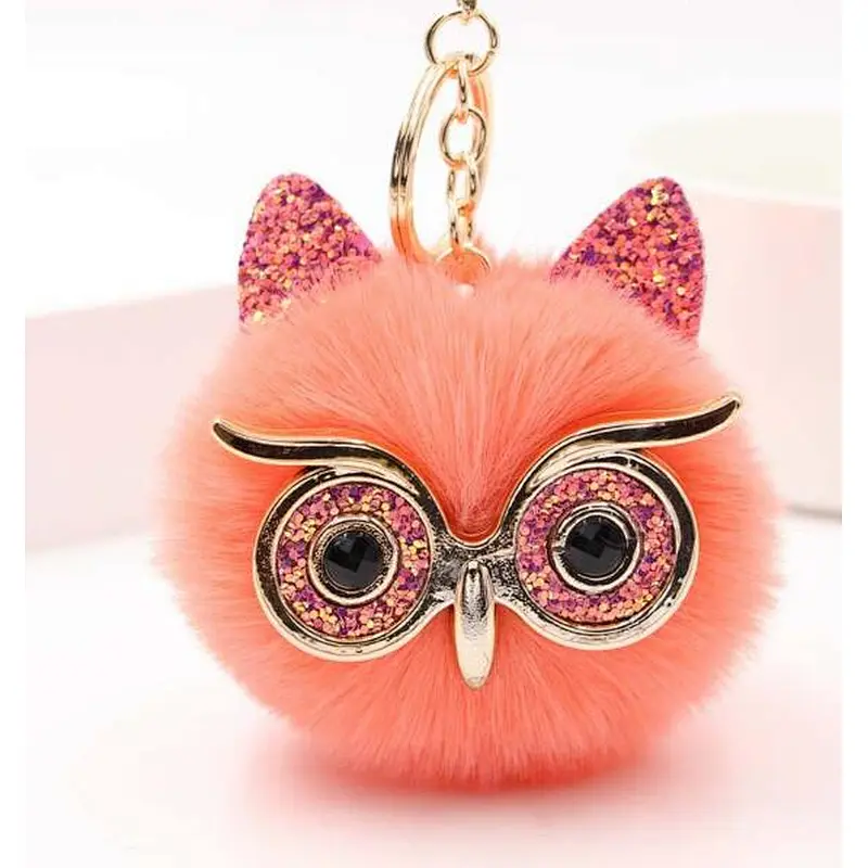 In stock new design key chain Fur pom pom keychain