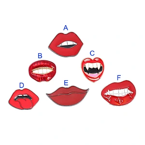 Hot Sale In Stock Fashion Lips Brooch Pin Sexy Red Lip Soft Enamel Lapel Pin