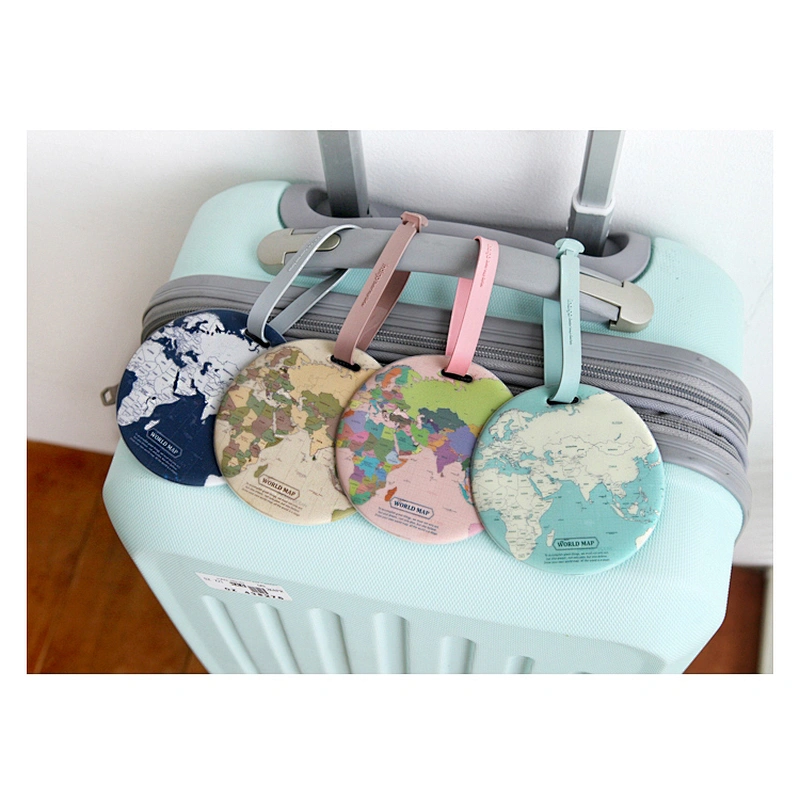 world map balloon design wholesale travel wood pvc luggage tag