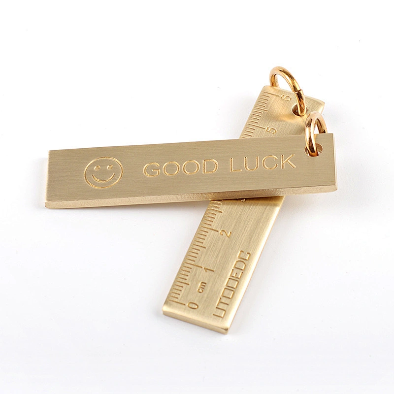 6cm Copper Ruler GOOD LUCK Brass Keychain Pendant