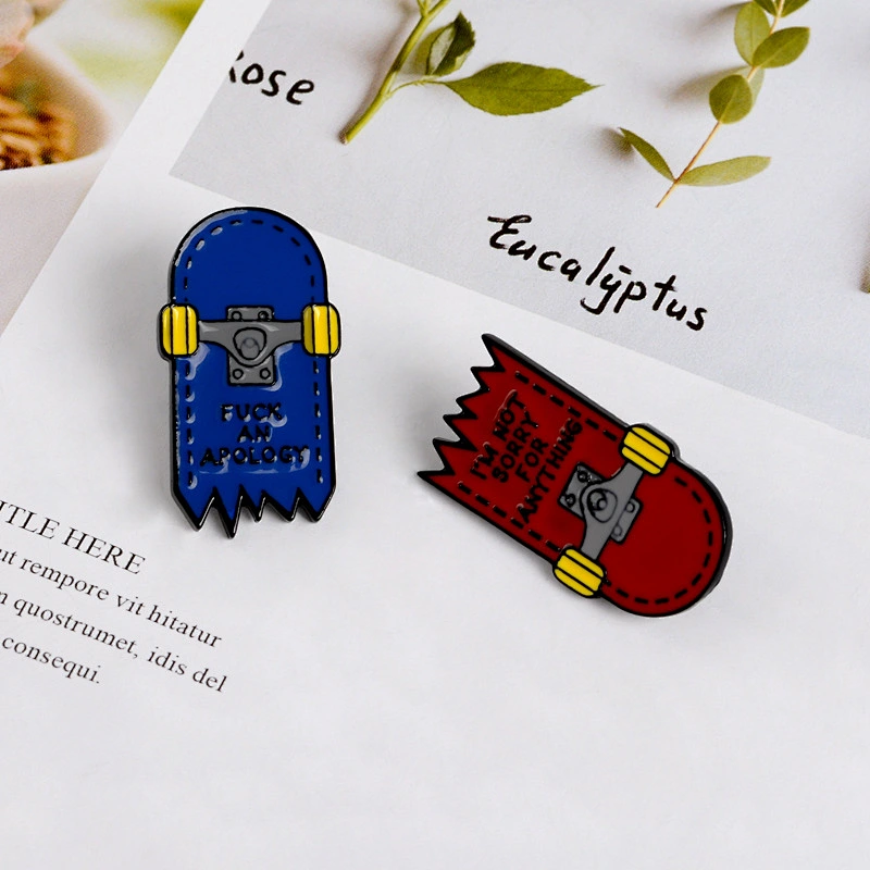 Custom Dye Black Cartoon Skateboard Soft Enamel Lapel Pin Manufacturers