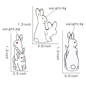 Wholesale In Stock Animal Character Pins White Funny Bunny Bad Rabbit Enamel Pin
