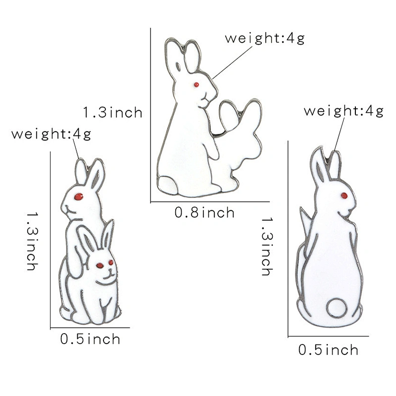 Wholesale In Stock Animal Character Pins White Funny Bunny Bad Rabbit Enamel Pin