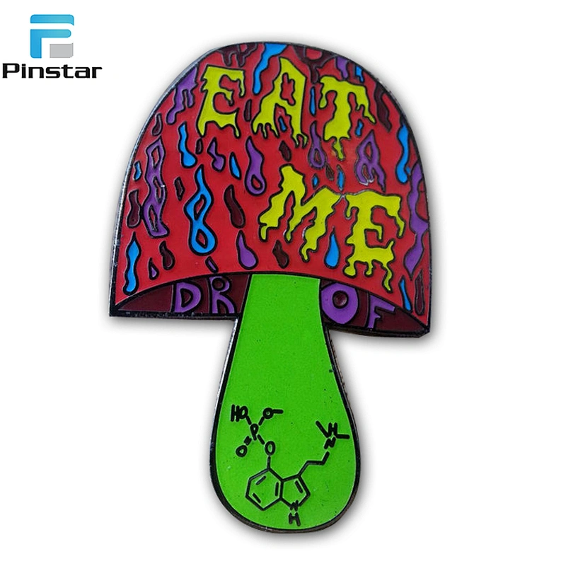 Colorful cute soft enamel mushroom shaped lapel pin