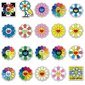 Factory Wholesale In Stock Custom Shaped Waterproof PVC Adhesive Sticker Cartoon Flower Stickers
