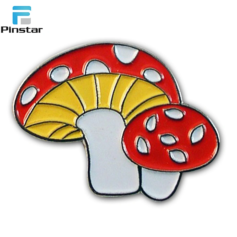 Colorful cute soft enamel mushroom shaped lapel pin