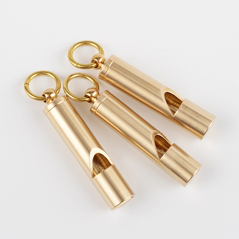 Nordic Style Brass Metal Pure Copper Whistle Keychain Outdoor Survival Whistles Pendant