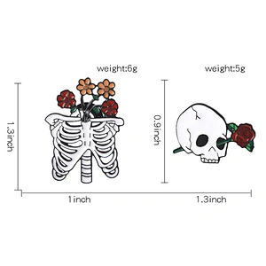 Wholesale In Stock Custom Horror Character Human Skeleton Flower Soft Enamel Hat Lapel Pin