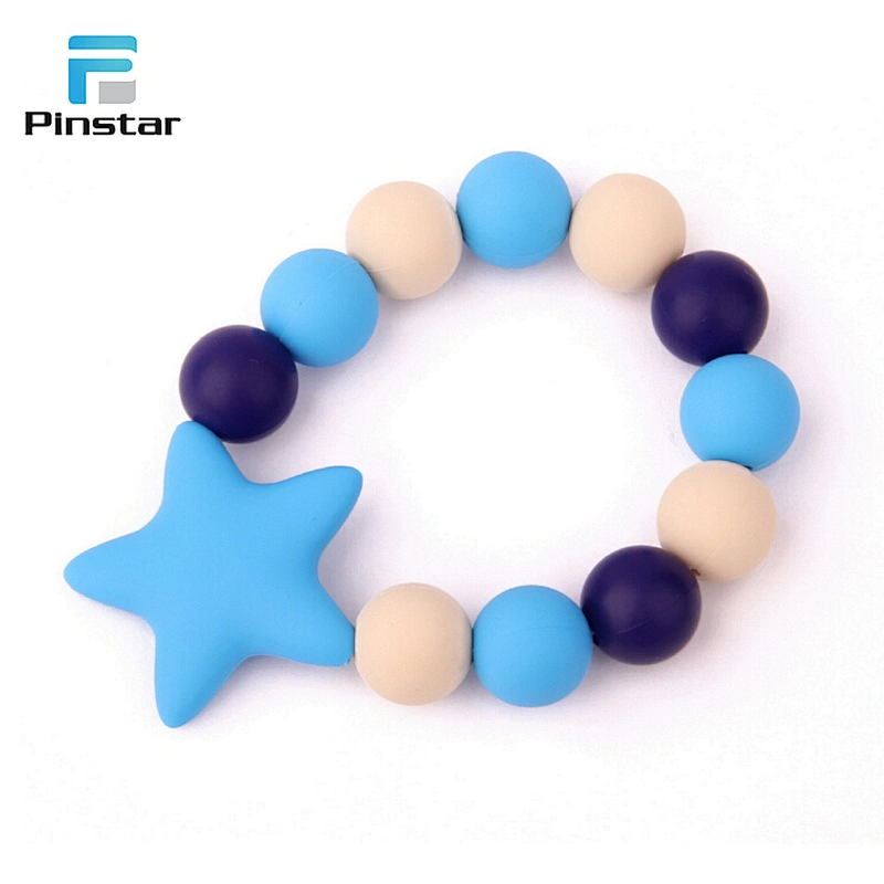 Kunshan Blue Five-Pointed Star Wrist Band Silicone Bead Bracelet