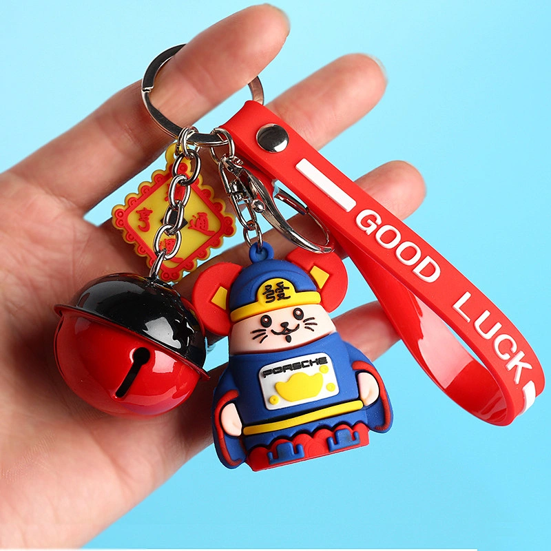 Year of the Rat Keychain Soft Rubber PVC 3D Keychain Zodiac Keychains