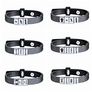 Stainless Steel Adjustable Black Lives Matter Bracelet I CAN'T BREATHE Leather Bracelet