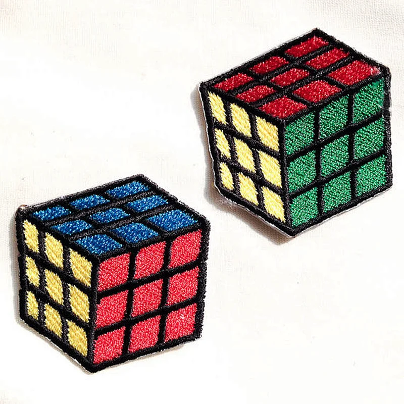Factory direct sales custom Rubik's cube shape embroidery patch